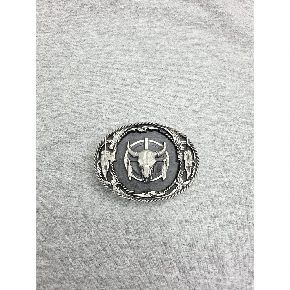 Vintage 1996 Siskiyou Steer Bull Skull Southwestern Solid Pewter Belt Buckle